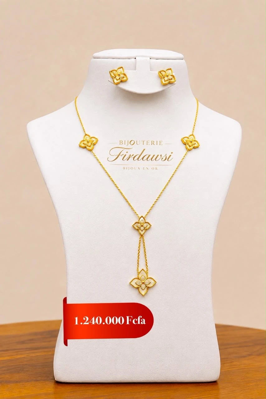 Ensemble collier BO ven-cleef en Or 18k importée, image 1